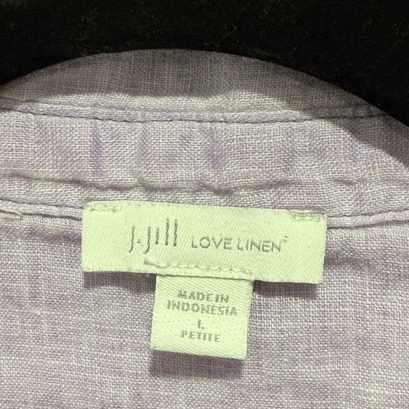 J. Jill Lavender Linen roll tabs sleeves Top LP - Picture 2 of 8